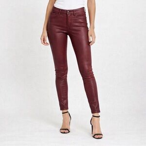 Hudson Red Wine Wax Purple Krista Ankle Super Skinny Coated Faux Leather Jeans